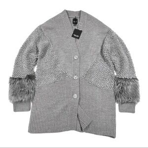 Simply Vera Wang Mixed Media Longline Chunky Cardigan Sweater S / M Gray
